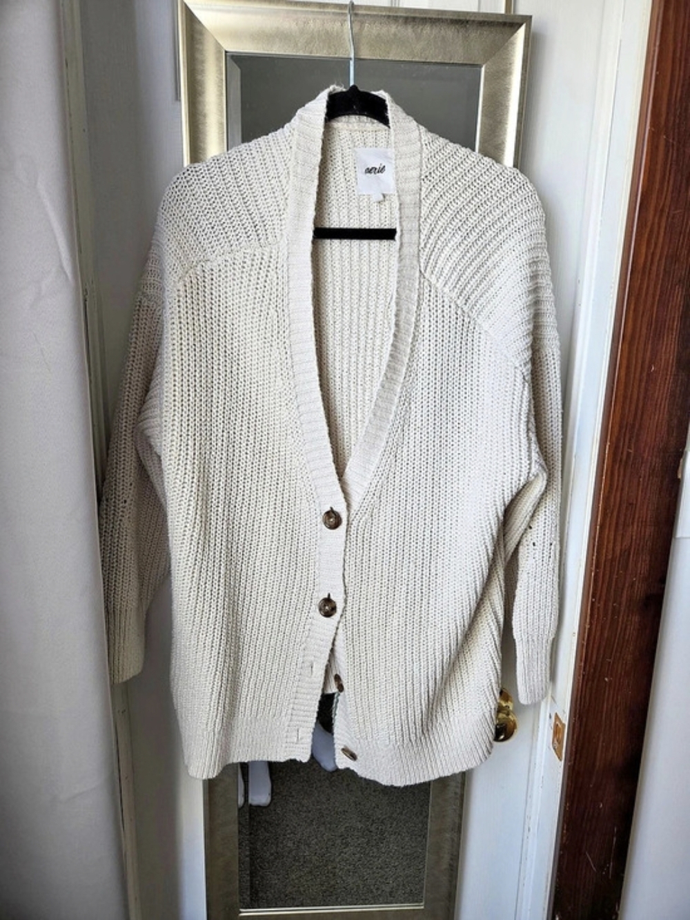 Aerie Knit Cardigan in White Size Large Like New